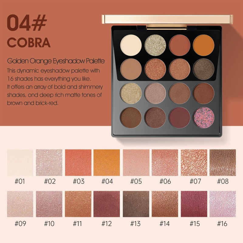 zeesea Egypt Eyeshadow Palette The British Museum Collection, Matte Shimmer Glitter Blendable High Pigmented 16 Shades Eye Makeup Palette (04# Cobra) - Image 2